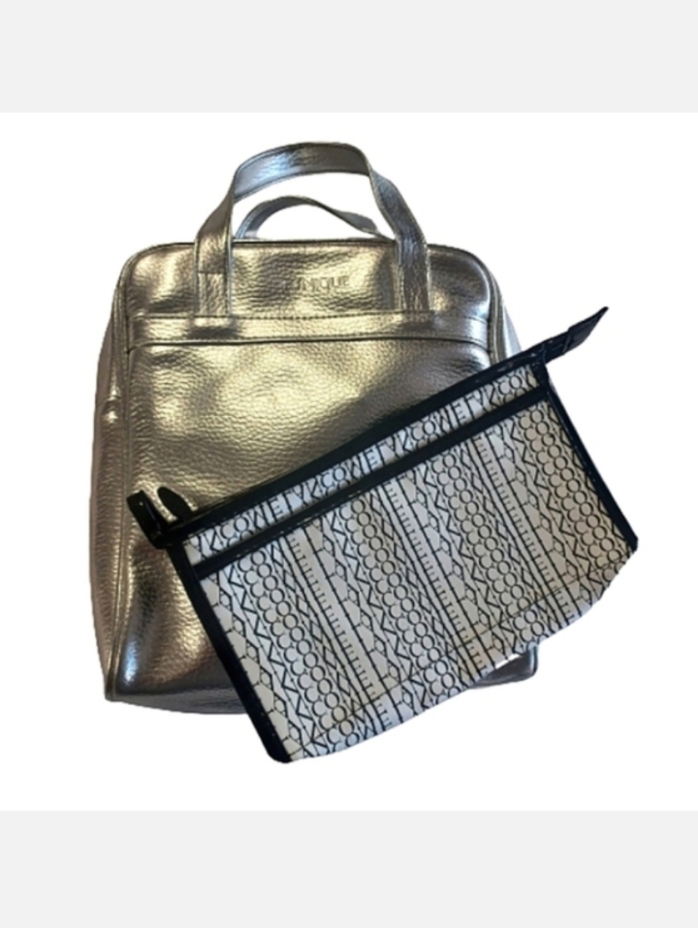 Clinique Lancôme Silver Black Cosmetic Clutch Set